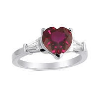 Sterling Silver Created Ruby & Created White Sapphire Ring