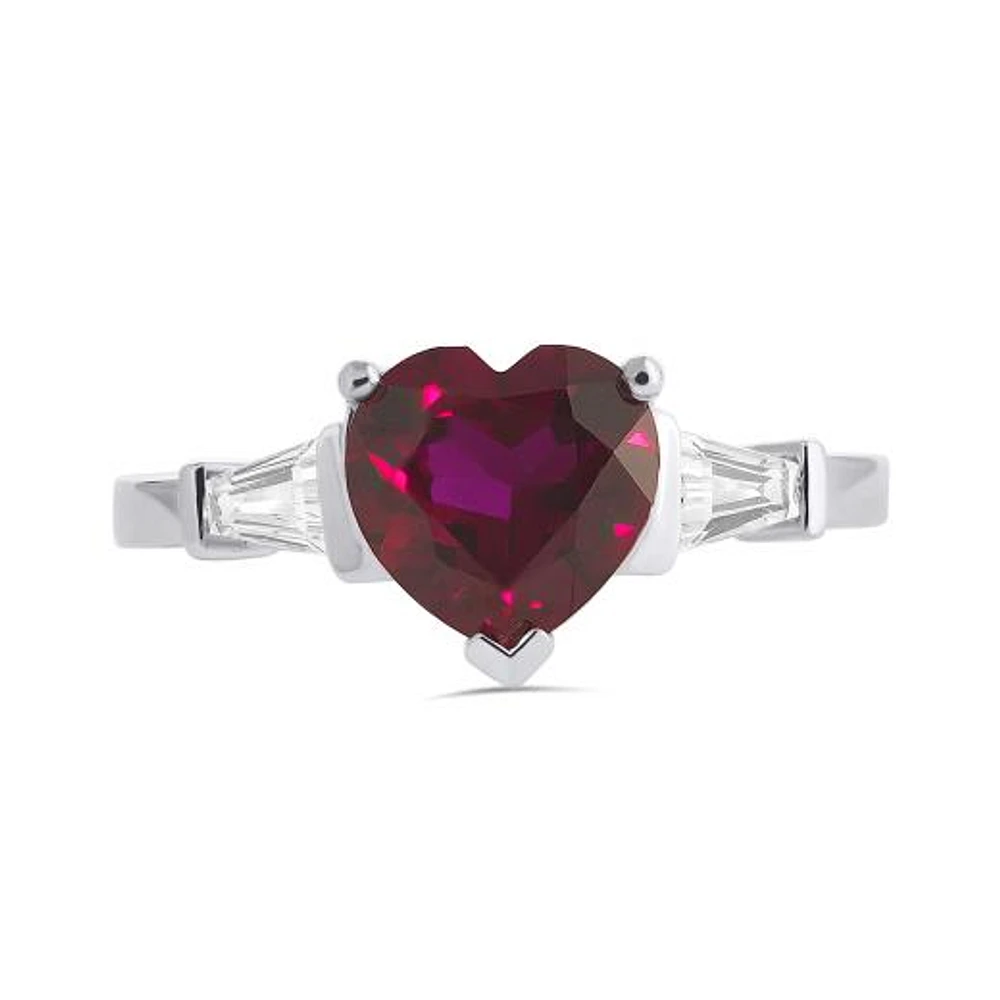 Sterling Silver Created Ruby & Created White Sapphire Ring