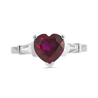 Sterling Silver Created Ruby & Created White Sapphire Ring