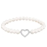 Sterling Silver 6-7mm Freshwater Pearl & Cubic Zirconia Bracelet