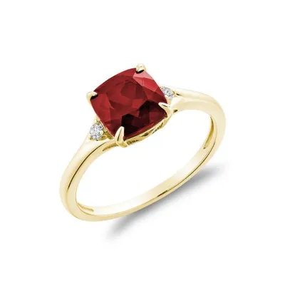10K Yellow Gold Created Ruby & Diamond Ring