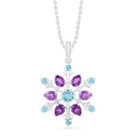 Sterling Silver Amethyst & Blue Topaz Pendant