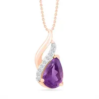 10K Rose Gold Amethyst & Diamond Pendant