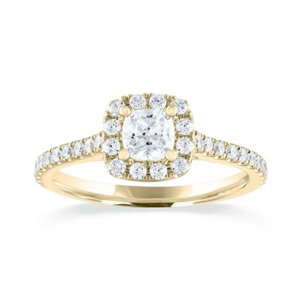 Diamond Revelations 14K Yellow Gold 0.80CTW Cushion Cut Ring