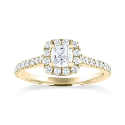 Diamond Revelations 14K Yellow Gold 0.80CTW Cushion Cut Ring