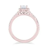 Diamond Revelations 14K Rose Gold 0.70CTW Princess Cut Halo Ring