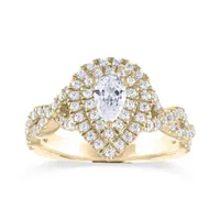 Diamond Revelations 14K Yellow Gold 0.95CTW Pear Shaped Ring