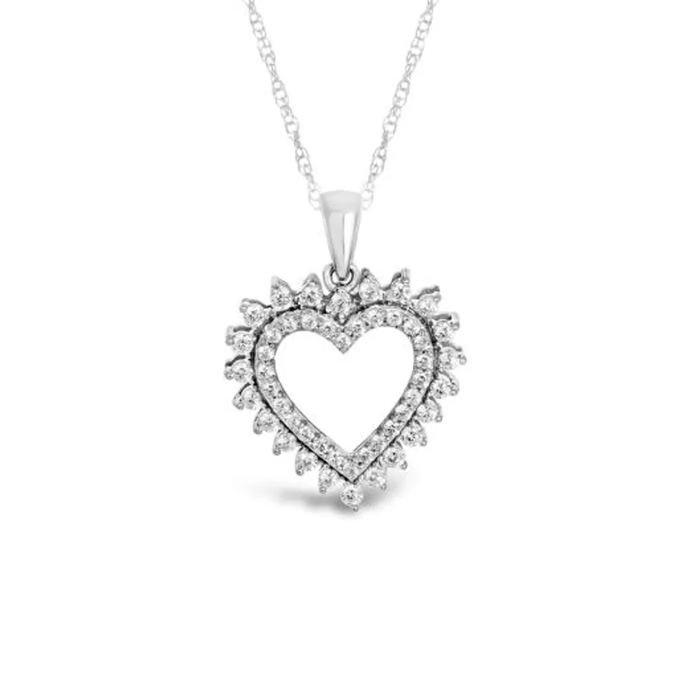 10K White Gold 0.50CTW Diamond Heart Pendant