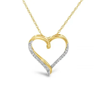 10K Yellow Gold 0.08CTW Diamond Heart Pendant