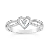 Sterling Silver 0.04CTW Diamond Heart Ring