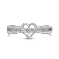 Sterling Silver 0.04CTW Diamond Heart Ring