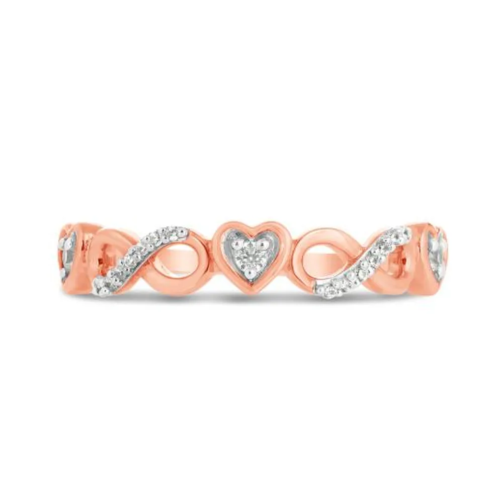 10K Rose Gold 0.09CTW Diamond Heart Ring