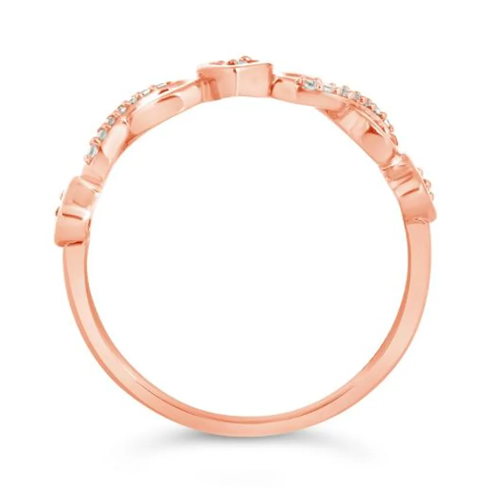 10K Rose Gold 0.09CTW Diamond Heart Ring