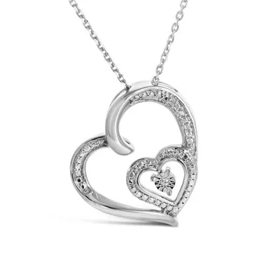 Sterling Silver 0.01CTW Diamond Heart Pendant