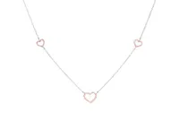 10K Rose and White Gold 17" 3 Stations Open Heart Necklace