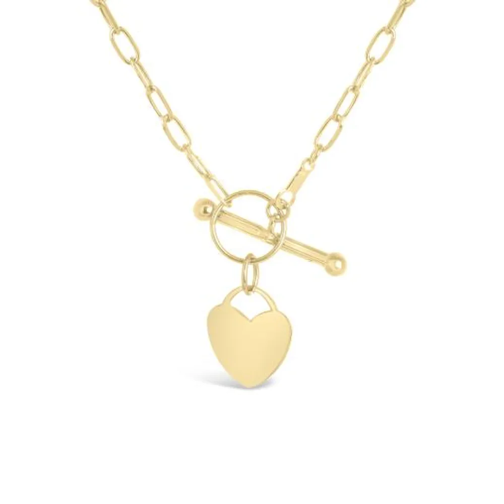 10K Yellow gold 18" 2.4mm Heart Toggle Necklace