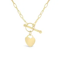 10K Yellow gold 18" 2.4mm Heart Toggle Necklace