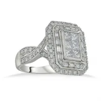 14K White Gold 2.00CTW Diamond Princessa Fashion Ring