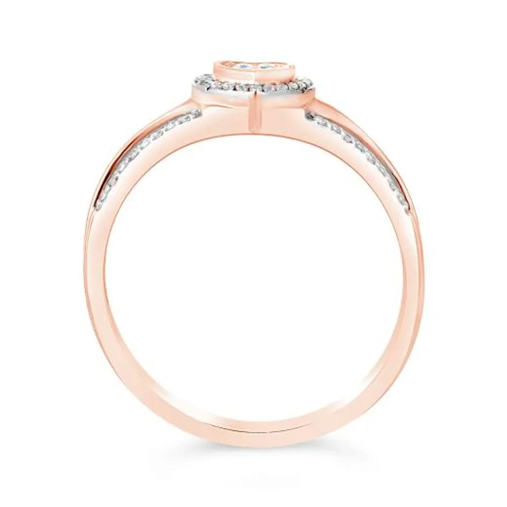 10K Rose Gold 0.10CTW Diamond Heart Ring