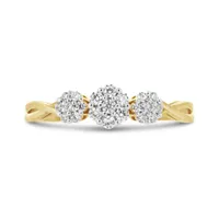 10K Yellow Gold 0.25CTW Diamond Three Cluster Ring