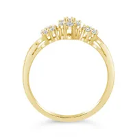 10K Yellow Gold 0.25CTW Diamond Three Cluster Ring