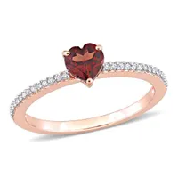 Julianna B 10K Rose Gold Garnet & 0.08CTW Diamond Ring