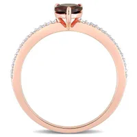 Julianna B 10K Rose Gold Garnet & 0.08CTW Diamond Ring