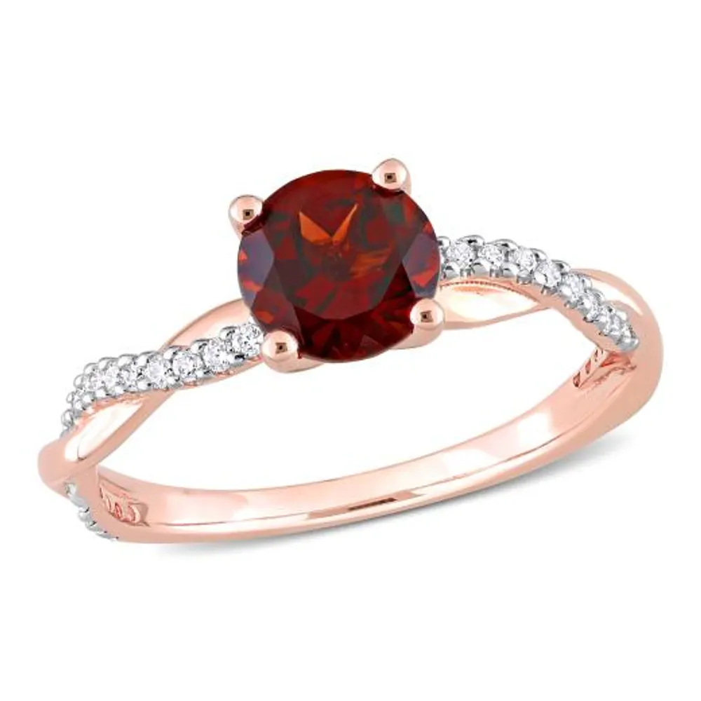 Julianna B 14K Rose Gold Garnet & 0.15CTW Diamond Ring