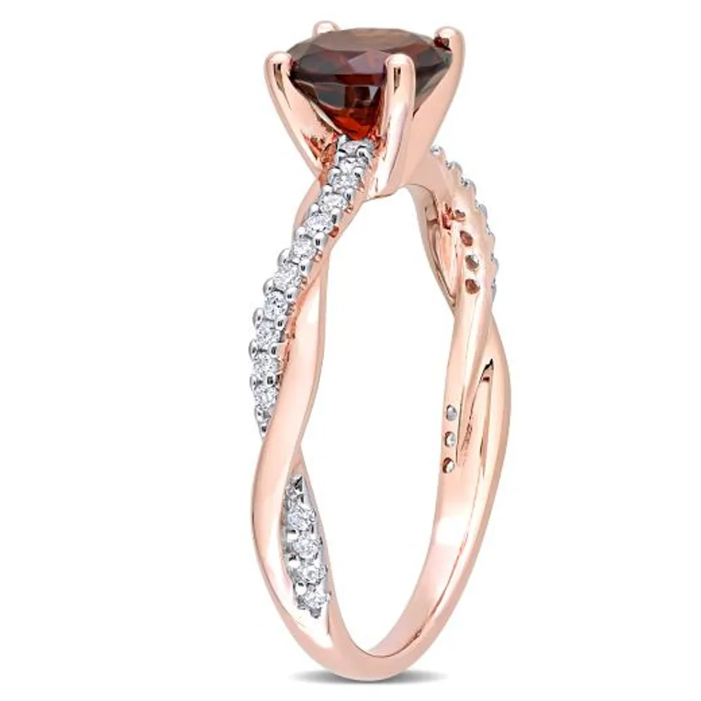 Julianna B 14K Rose Gold Garnet & 0.15CTW Diamond Ring