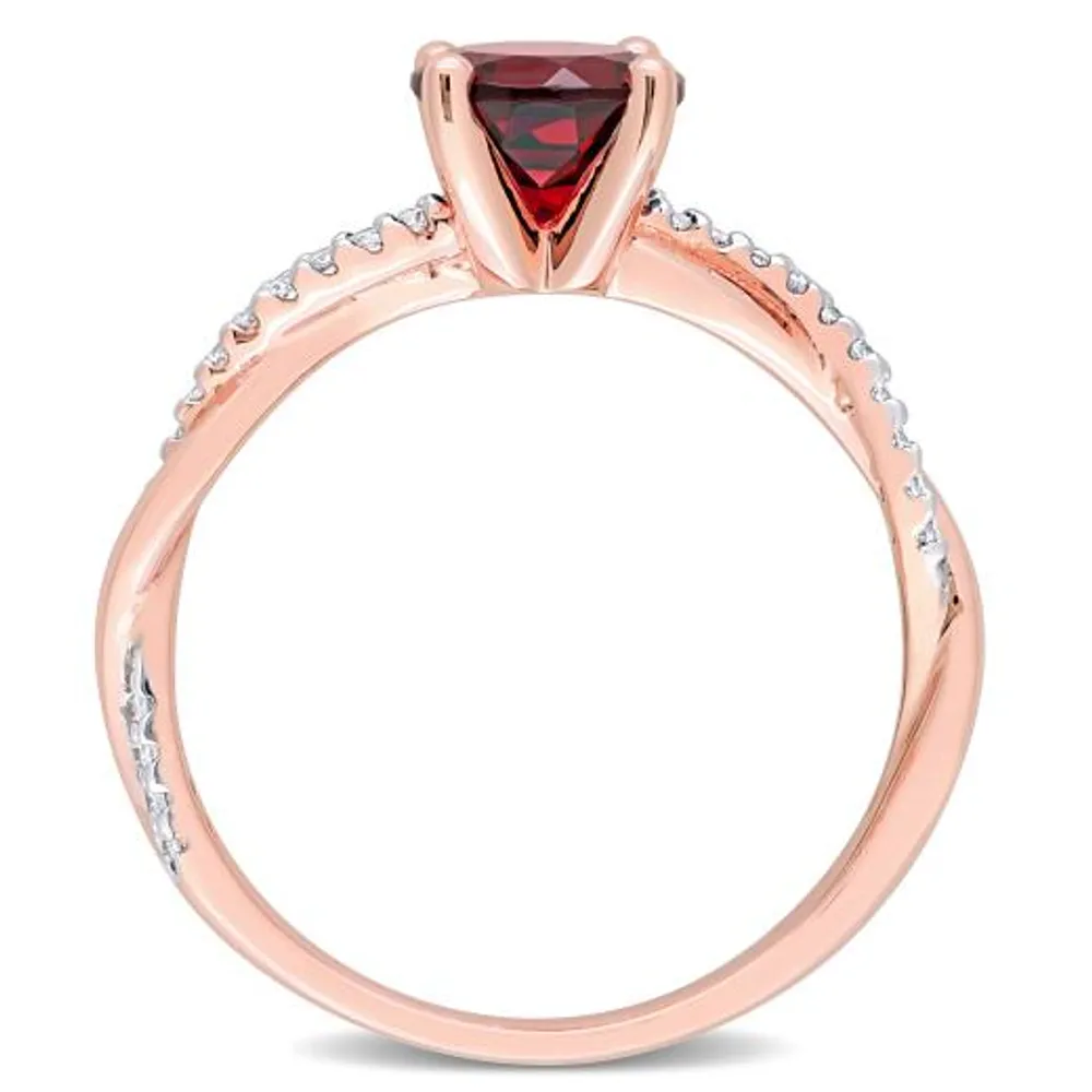 Julianna B 14K Rose Gold Garnet & 0.15CTW Diamond Ring