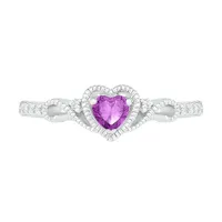 Sterling Silver Amethyst & 0.10CTW Diamond Ring