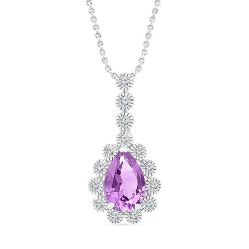 Sterling Silver Amethyst & Created White Sapphire Pendant