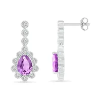 Sterling Silver Amethyst & Created White Sapphire Earrings