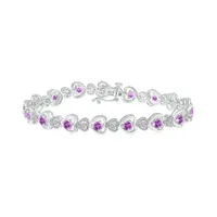 Sterling Silver Amethyst & Created White Sapphire Bracelet