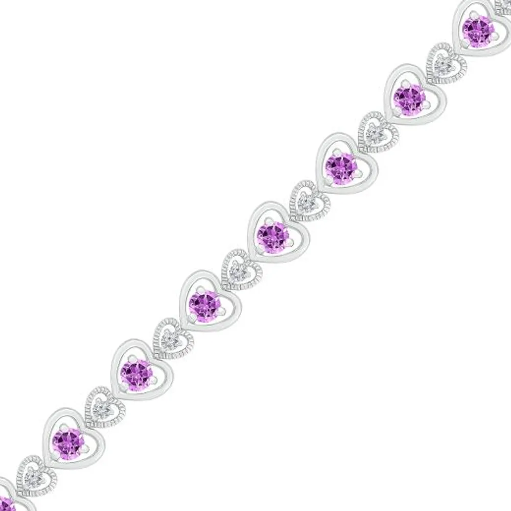 Sterling Silver Amethyst & Created White Sapphire Bracelet