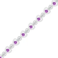 Sterling Silver Amethyst & Created White Sapphire Bracelet