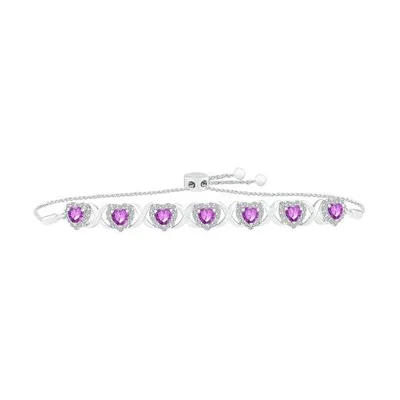 Sterling Silver Amethyst & Created White Sapphire Bracelet