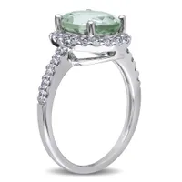 Julianna B 10K White Gold Green Quartz & Created White Sapphire Ring