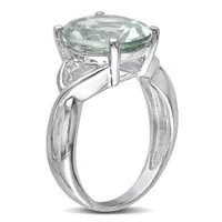 Julianna B Sterling Silver Green Quartz & 0.01CTW Diamond Ring