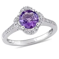 Julianna B 14K White Gold Amethyst & Diamond Ring