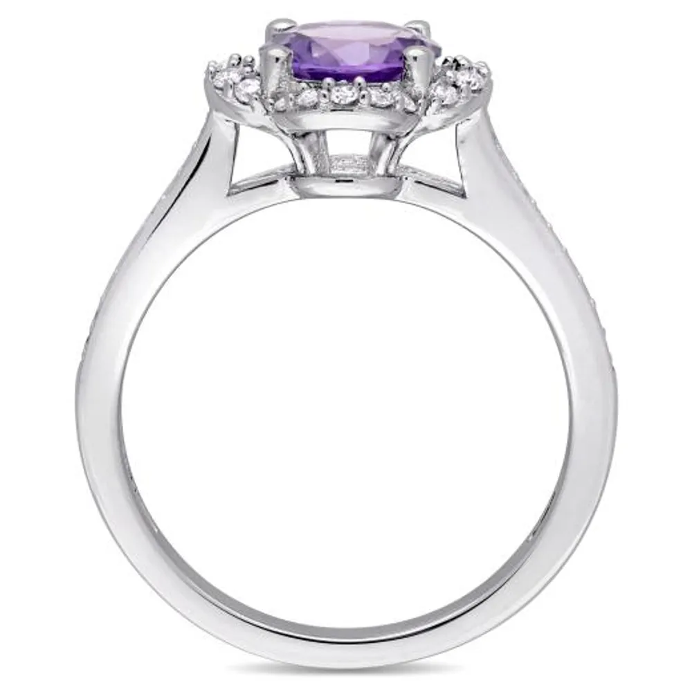 Julianna B 14K White Gold Amethyst & Diamond Ring