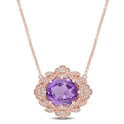 Julianna B 14K Rose Gold Amethyst & Diamond Pendant