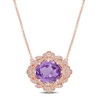 Julianna B 14K Rose Gold Amethyst & Diamond Pendant