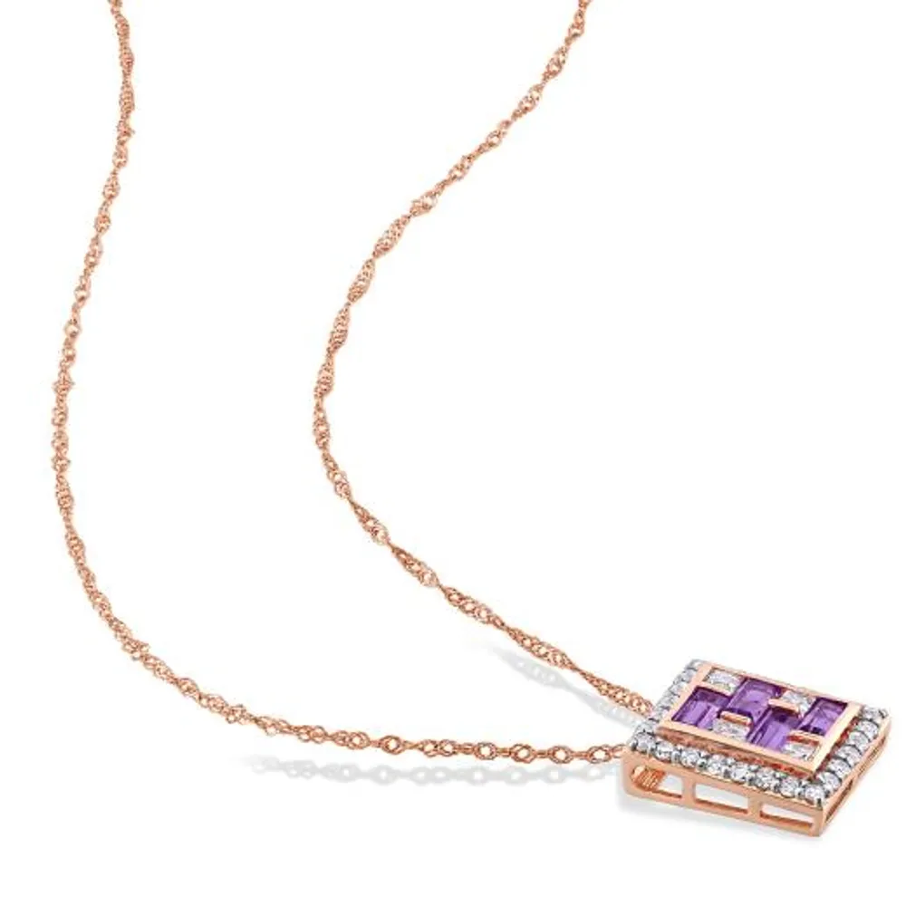 Julianna B 10K Rose Gold Amethyst & White Topaz Pendant