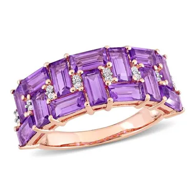 Julianna B 10K Rose Gold Amethyst & 0.10CTW Diamond Ring