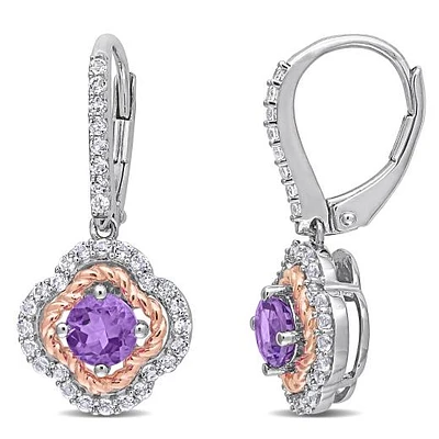 Julianna B Sterling Silver Amethyst & White Topaz Earrings