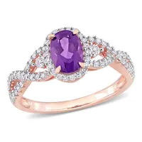 Julianna B 10K Rose Gold Amethyst, White Sapphire & Diamond Ring