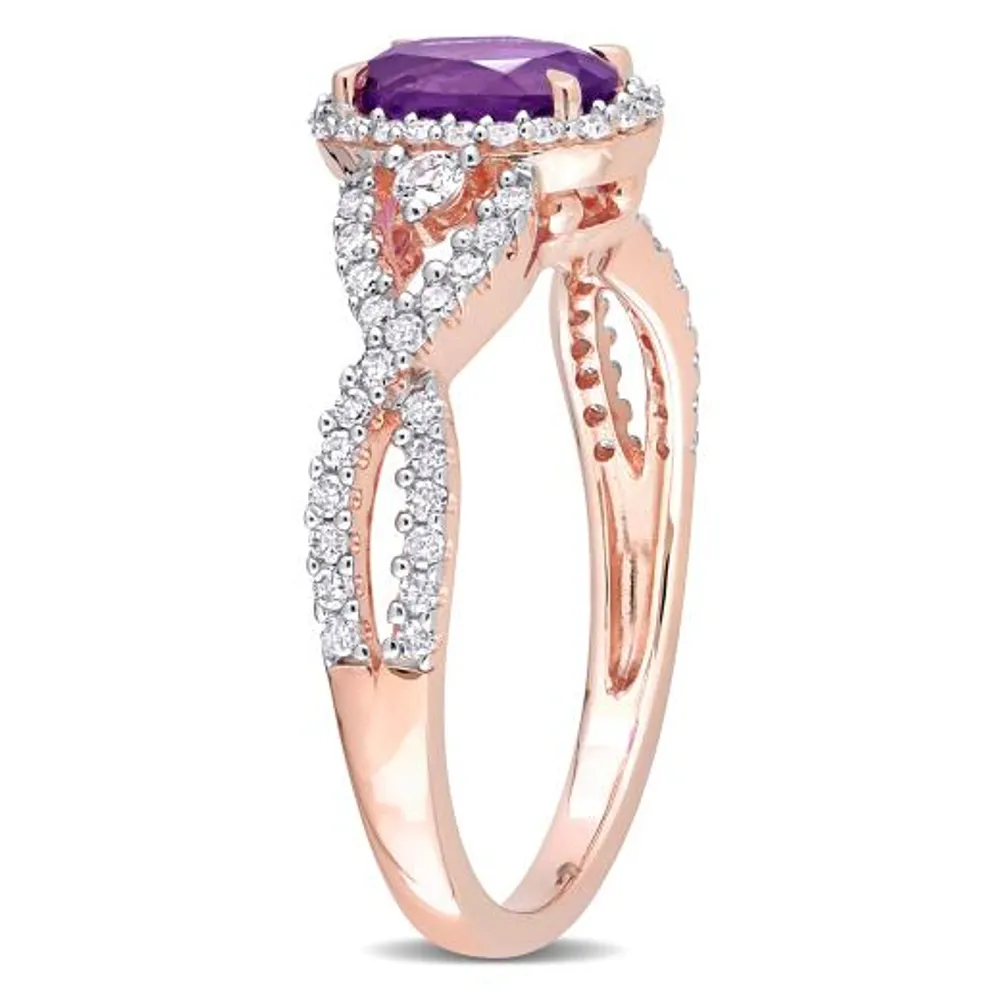 Julianna B 10K Rose Gold Amethyst, White Sapphire & Diamond Ring