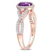 Julianna B 10K Rose Gold Amethyst, White Sapphire & Diamond Ring