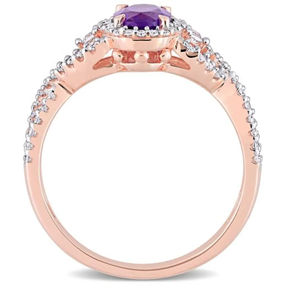 Julianna B 10K Rose Gold Amethyst, White Sapphire & Diamond Ring